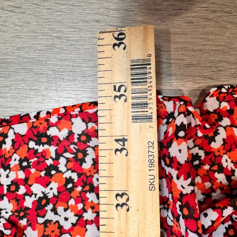 MICHAEL KORS Sangria Floral Smocked Ruffle Off the Shoulder‎ Dress Red Medium M